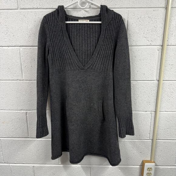 Vtg Old Navy Sweater Dress Size L Cotton Wool Blend Hooded Pocket Y2K Hong Kong - Picture 1 of 11